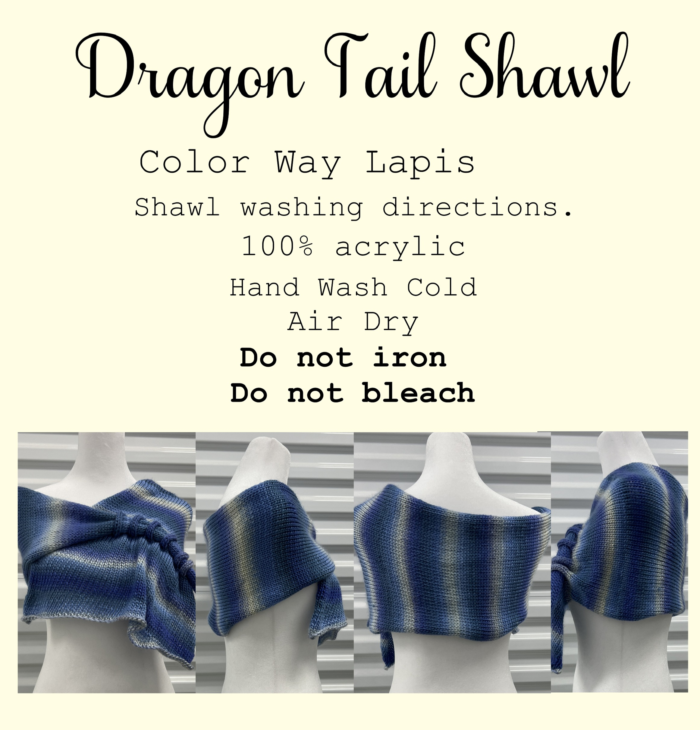 Dragon Tail Shawl color way Lapis