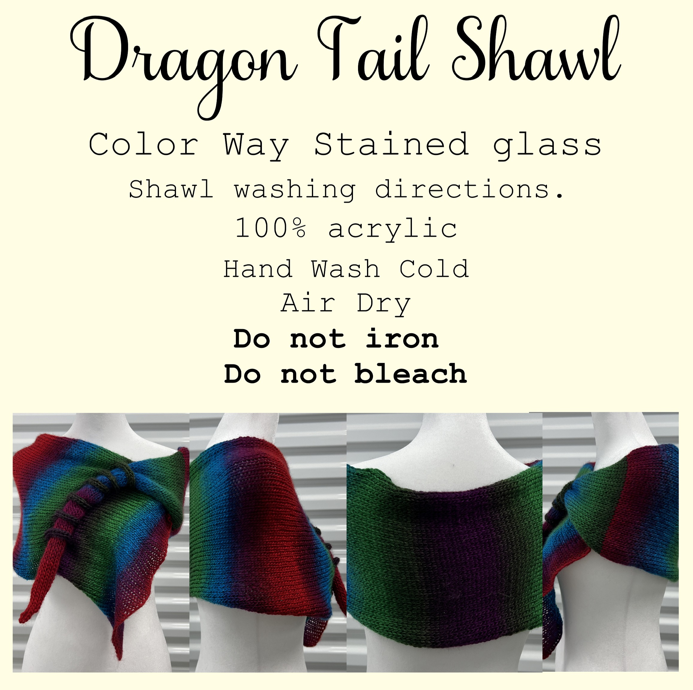Dragon Tail Shawl color way Stained Glass